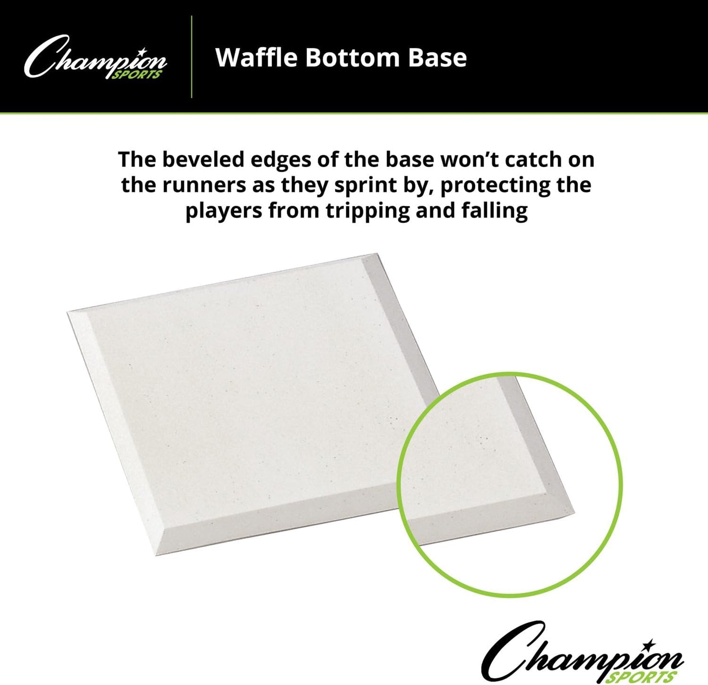 Champion Sports Waffle Bottom Base - Molded Rubber, Suction Bottom Base,White