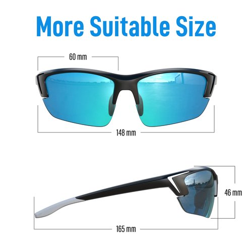 Bloomoak Sport Golf Sunglasses,Wrap Semi-Rimless/Vented Frame Prevent Fogging/Superior Visual Clarity to Find Ball