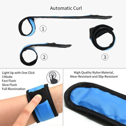 esonstyle LED Light Up Band Slap Bracelets Night Safety Wrist Band for Cycling Walking Running Concert Camping Outdoor Sports