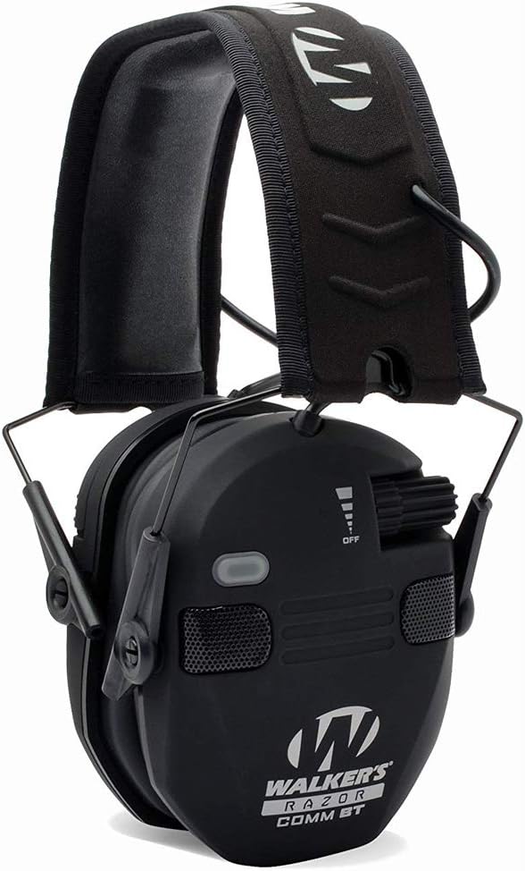 Walkers Razor Quad Electronic Shooting Hearing Protection Muff, Bluetooth Sync with Mobile Devices (Black) and Protective Glasses Kit