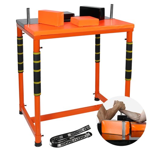 HUCOVIN Arm Wrestling Battle Table with Wrist Strap Arm Strength Training Equipment for Home Gym Office Club (Black & Orange)
