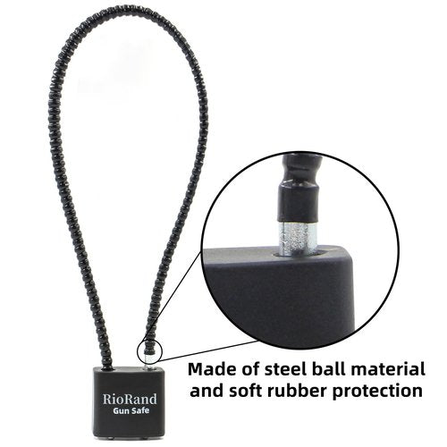 RioRand Keyed Cable Gun Locks Simple Operation 15" Compatible with Pistols, Handguns, Rifles, and Shotguns,Storage for Firearm Locking and Safety 1PC