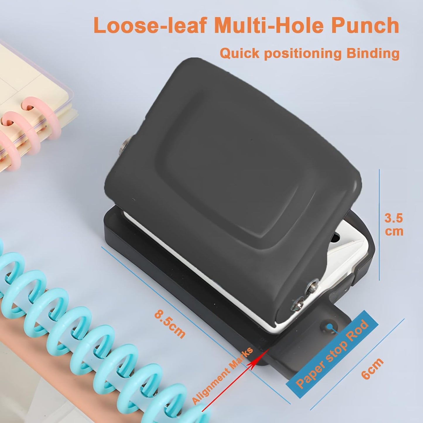 Spiral Binding Machine-Mini 6 Hole Puncher, DIY Creative Book Binder Machine for Planner, Portable A4/A5/B5 Book Loose Leaf Paper Puncher for Coil Bound- Blue
