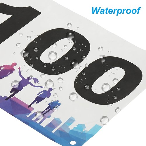 PATIKIL Tearproof Running Bib Numbers 7x6 Inch, 1-100 Waterproof Race Competitor Numbers with Safety Pin for Marathon Sports Game Competition Runner, Multicolor