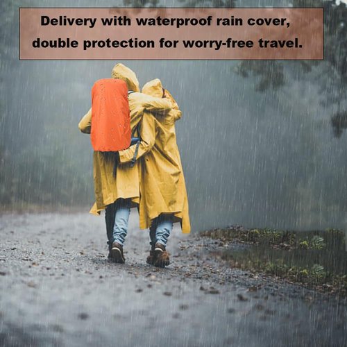 Bseash 40L Waterproof Hiking Backpack with Rain Cover, Outdoor Sport Travel Bag Daypack for Camping Climbing Skiing Cycling (Red)