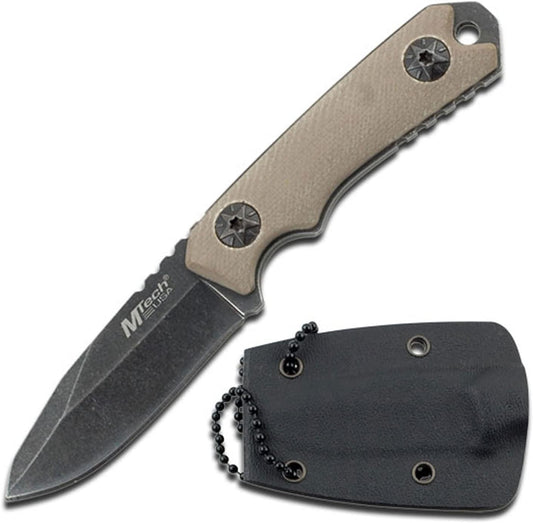MTech USA MT-20-30 Series Fixed Blade Neck Knife, Drop Point Blade, G10 Handle, 4-3/4-Inch Overall