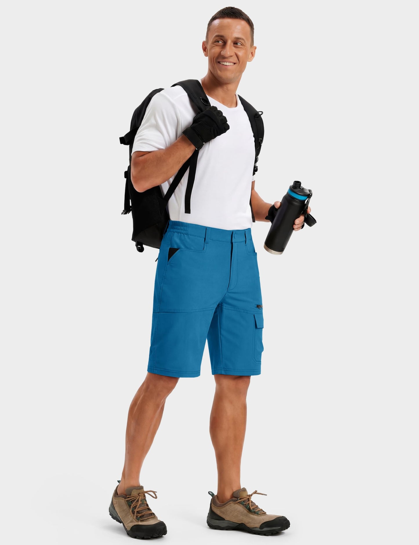 TACVASEN Mens 10" Hiking Shorts Outdoor Lightweight Quick Dry Summer Casual Dress Fishing Shorts with Zipper Pockets Blue Green 30