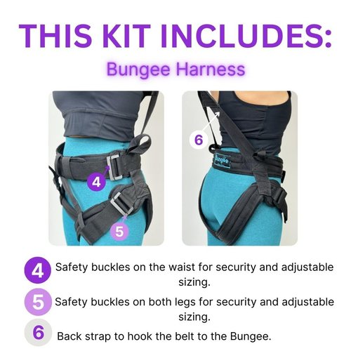 BUNGEE Kit: Ideal for Flying Workouts & Dance. Supports 25-95 kg Weight. Includes Harness, Bungee Ropes, Swivel, Daisy Chain & 1 Month Free Access to Videos, Music & Workouts (M)
