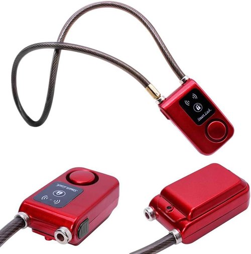 Bluetooth Smart Lock Keyless Bike/Motorcycle/Gate Door Smart Lock with Anti Theft Alarm 110dB Phone APP Control(Red 31.5 Inch)