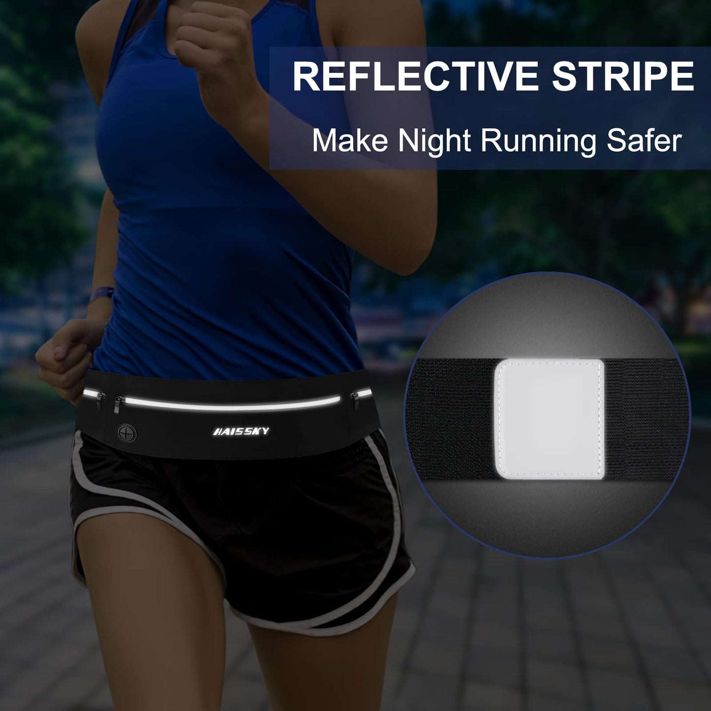 Slim Running Belt - 3 Pocket Running Fanny Pack, Adjustable Sweat Resistant Waist Bag for Men Women, Workout Exercise Fitness Phone Holder Fits All Phones - Runner Marathon Jogging Race Belt