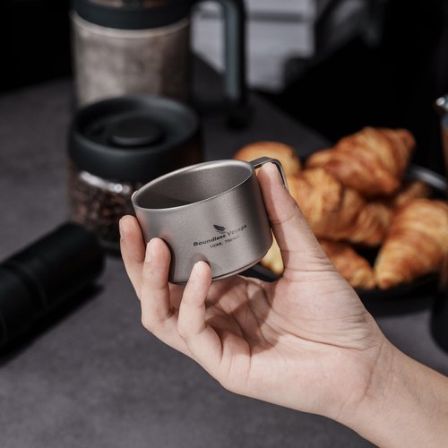 Boundless Voyage Titanium Double Wall Coffee Cup Mini Mug 100ml Lightweight Mug for Outdoor Camping Hiking Picnic Backpacking