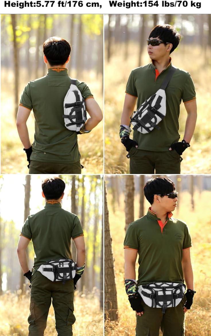 ArcEnCiel Tactical Fanny Pack for Men Waist Bag Hip Belt Outdoor Hiking Fishing Bumbag with Patch