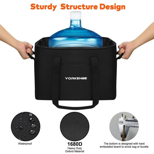 Yorkenbe 35L Camping Organizer, 1680D Heavy Duty Waterproof Camping Storage for Cooking Utensils and Cookware, with Hard Bottom and Zippered Lid for RV, Hiking