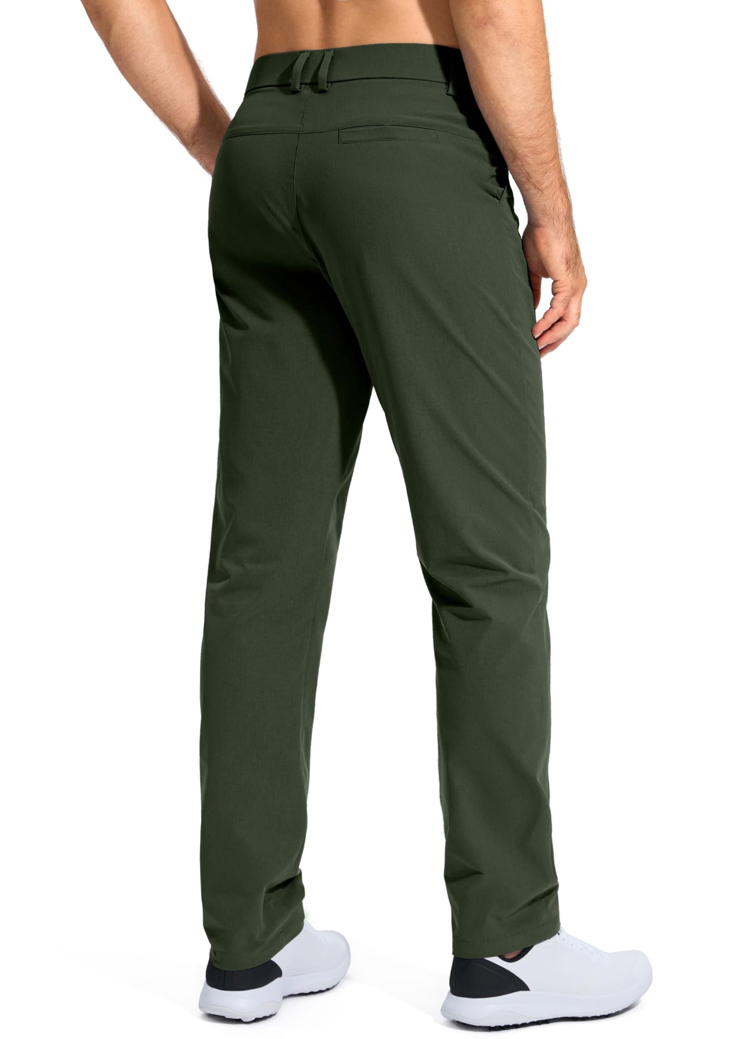 Pudolla Men's Golf Pants Stretch Work Dress Pants Men's Dress Pants 32 Lightweight Quick Dry Trousers with Pockets(Army Green 35Wx32L)