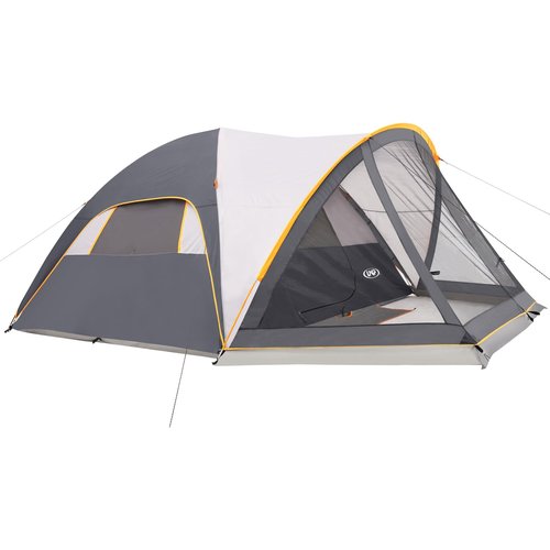 UNP 6 Person Dome Tent with Screen Room, Portable Camping Tent with Screened-in Porch, Dome Tent for Outdoor Camping - 14'x11'x72''(H) (Gray)