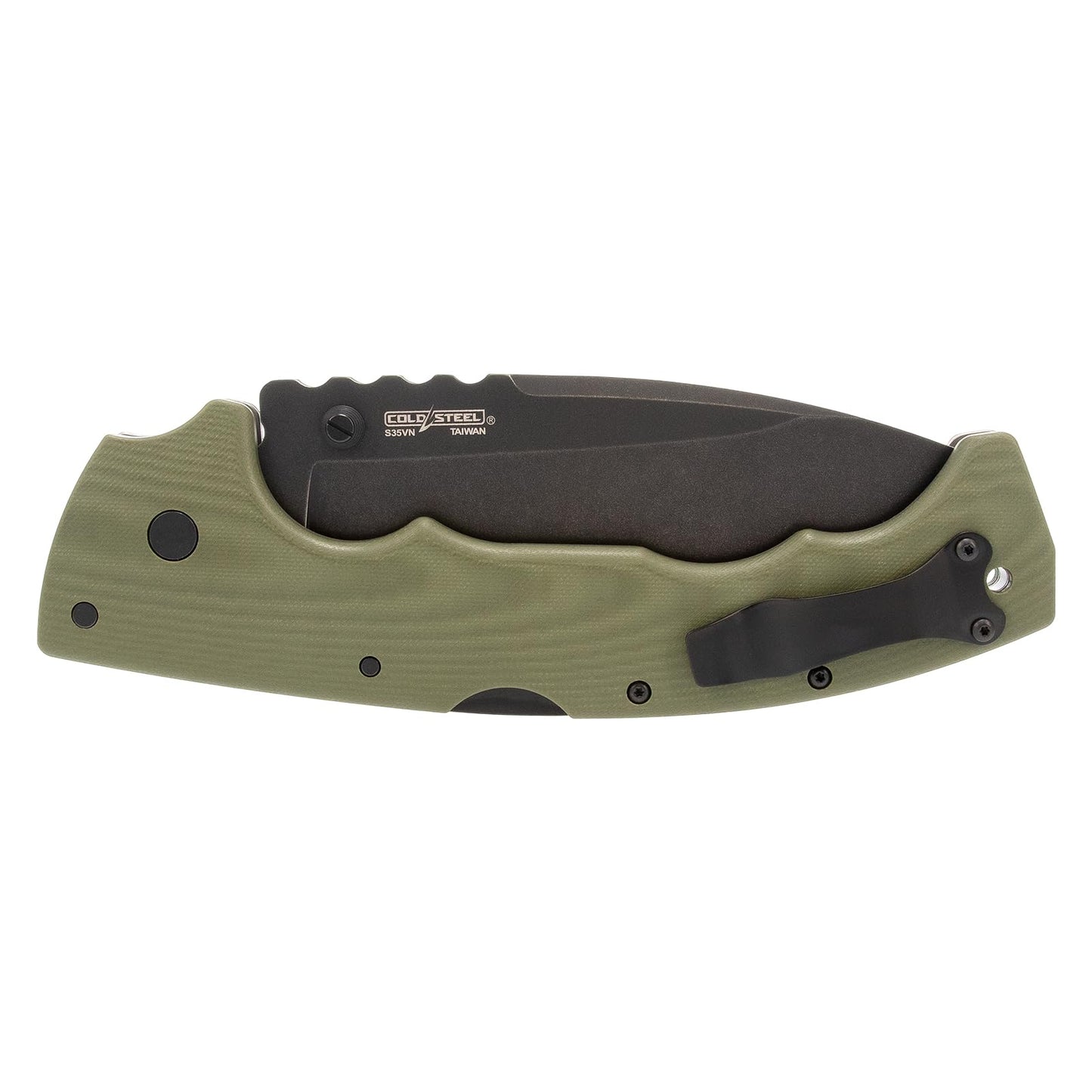 Cold Steel 5 Max 5-Inch S35VN Steel Drop Point Durable Resistant Blade Everyday Carry Outdoor Hunting Tactical Folding Pocket Knife with Dark Green G10 Ergonomic Handle & Tri-Ad Lock