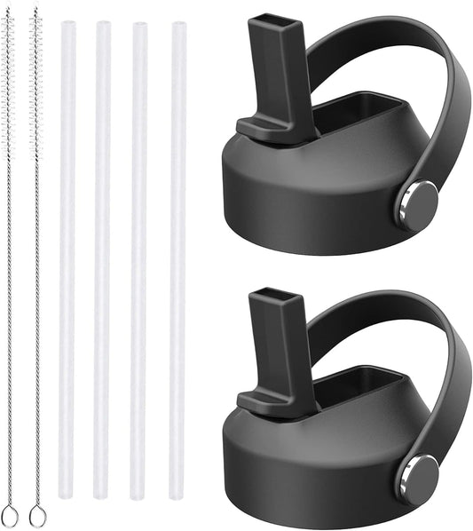 2 Pack Straw lid for Hydroflask Wide Mouth Water bottle,Flex Straw Lid compatible with Hydro Flask 12 16 18 20 32 40 64 oz,Sports Straw Cap Flip Top Lid Water Bottle Lid Accessories