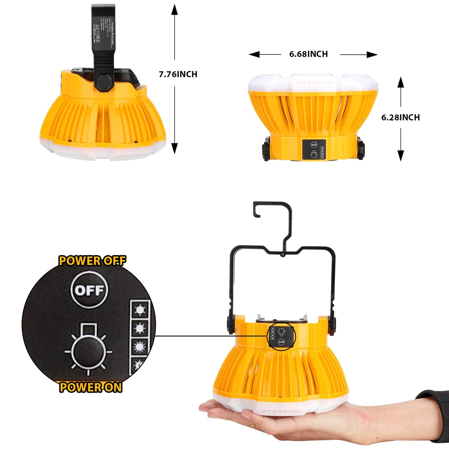 Adisipsoarin 2400LM LED Camping Lantern for Dewalt 20V MAX Lithium Battery, 24W LED Work Light for Car Repairing , Camping, Emergency and Hurricane, Hiking, Fishing