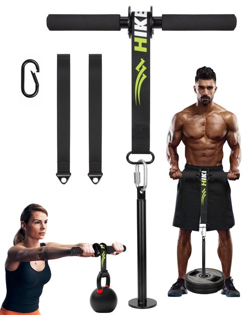 Hikeen Forearm Wrist Roller Trainer Arm Wrestling Training Belt Kit, Arm Strength Training Fitness Equipment Forearm Wrist Straps for Muscle Strength Training at Home, in The Gym or Outdoors