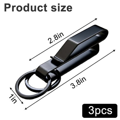 Mity rain 3 Pack Duty Belt Key Holder, Stainless Steel Key Holder for Belt with Detachable Keyring, Belt Key Clip for Police Handicuff/Fire Agencies/Law Enforcement, Key Clips Fit Max 2.25 Inch Belts