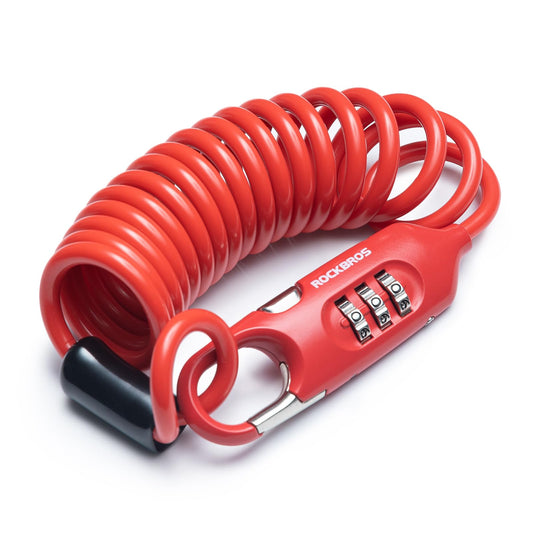 ROCKBROS 6FT Long Bike Lock Cable Combination Motorcycle Helmet Lock, Portable, Anti-Theft, for Scooter/Bicycle/Ebike