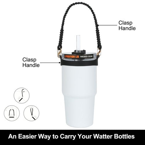 Wellmora Water Bottle Handle,Soft Durable Silicone Water Bottle Sling, Carrier, Holder with Strap for 8-40oz Bottles - Compatible with Stanley Cup Accessories-Blue Black