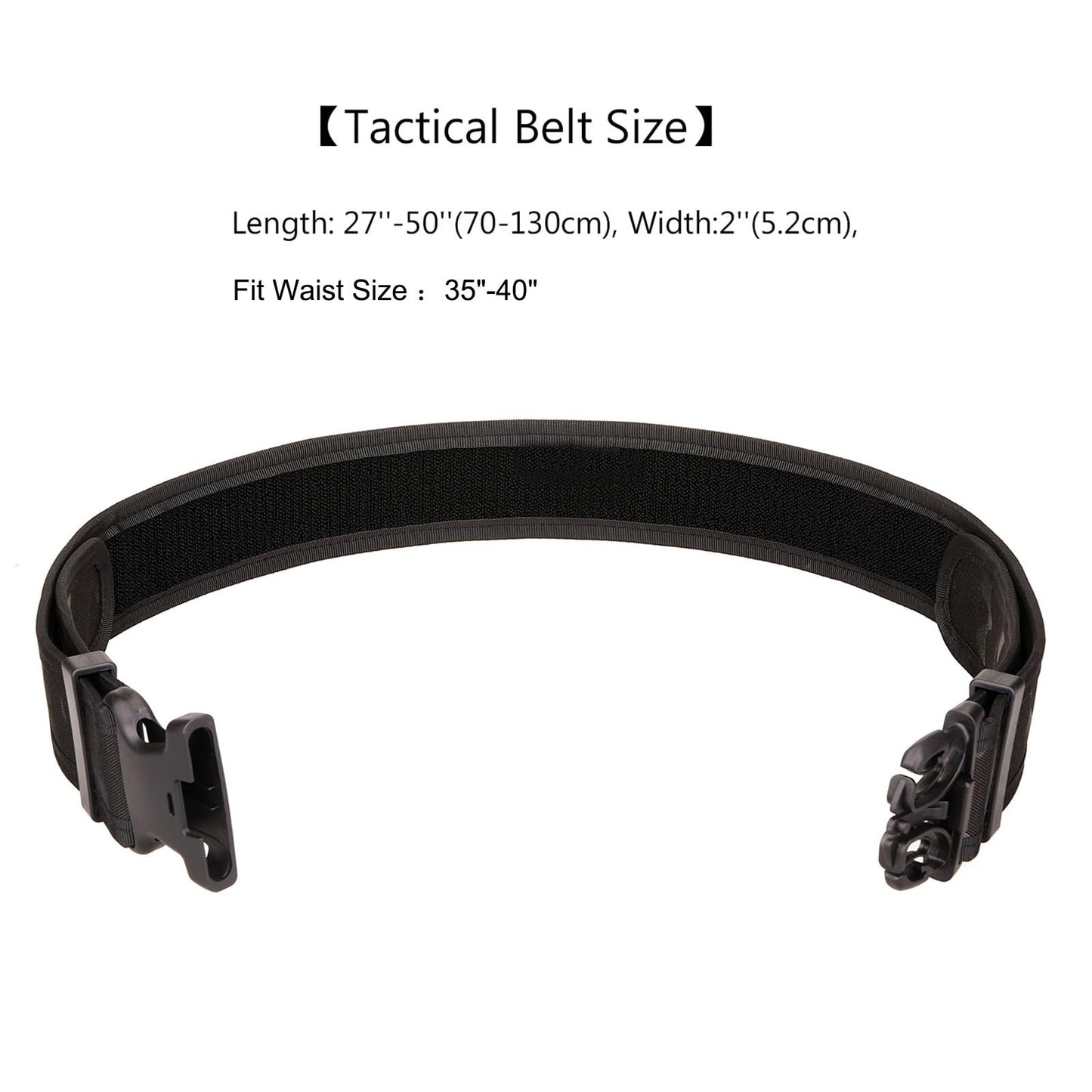 LAKE OF FIRE Nylon Mens Tactical Belt,2“Heavy-Duty Work Belt with Adjustable,Quick Release,Wear-Resistant (Black
