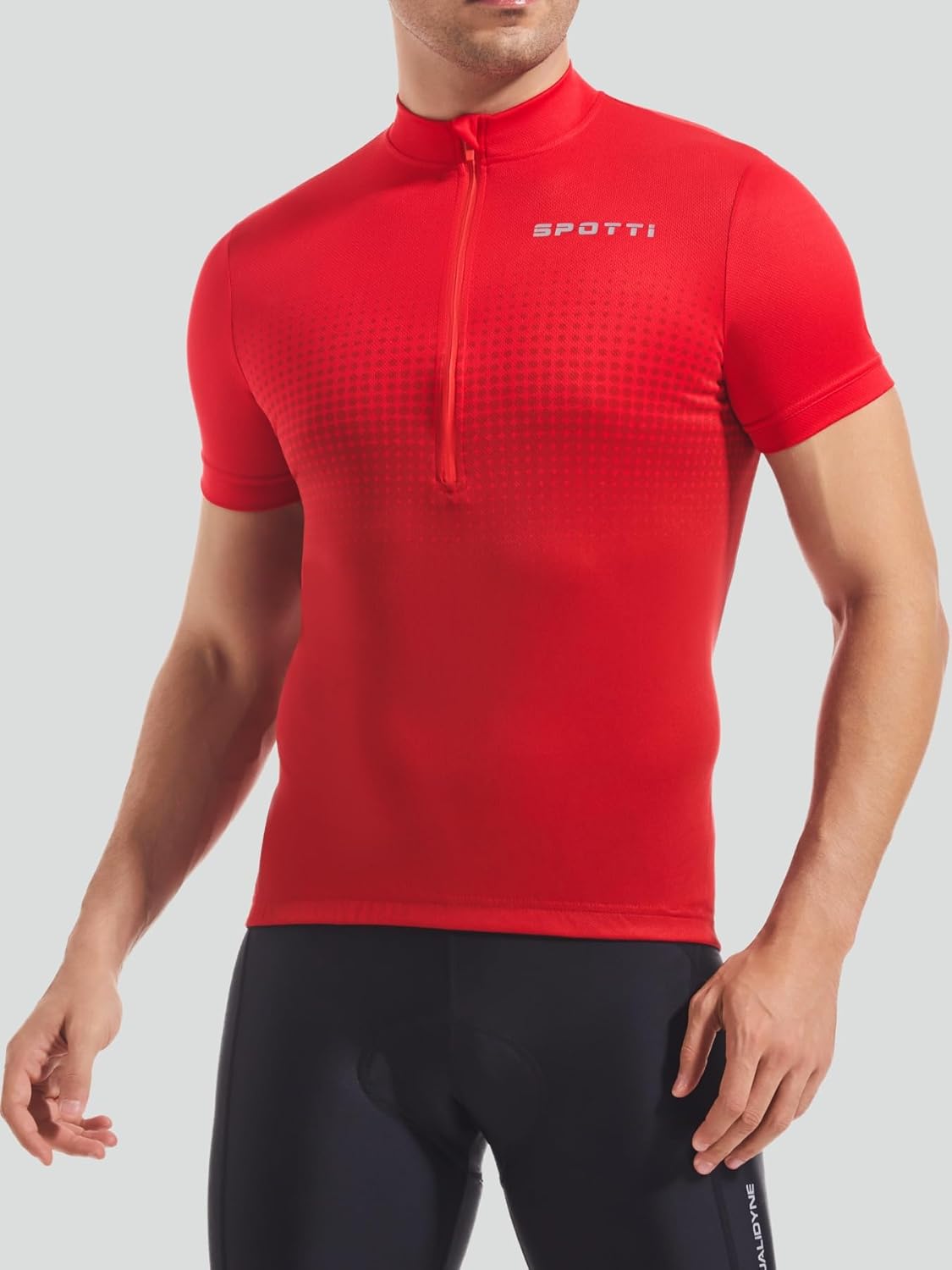 Spotti Men's Cycling Bike Jersey Short Sleeve with 3 Rear Pockets- Moisture Wicking, Breathable, Quick Dry Biking Shirt