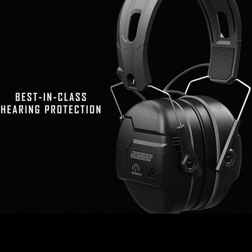 Walker's Recon Digital Muffs - Durable IPX4 Weather-Resistant HD Speakers Hunting Range Shooting Hearing Protection Electronic Muffs, 3.5mm Audio Jack, 2 AAA Batteries Included, Black