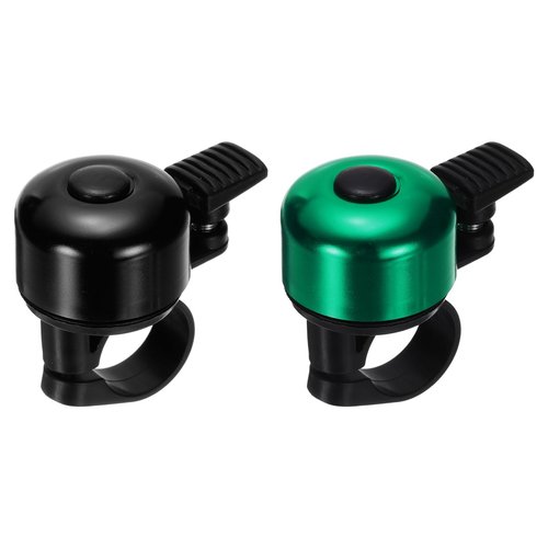 HARFINGTON 2pcs Bike Bell Mini Bicycle Bell with Loud Crisp Clear Sound Bike Ring Bell Aluminum Bike Accessories for Road Adults Children Mountain Bike, Black Green