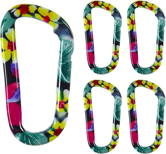 Fusion Climb I-Clip 3.25" Aluminum Novelty Design Compact Carabiner Keychain Backpack Snap Hook Mystery Garden 5-Pac