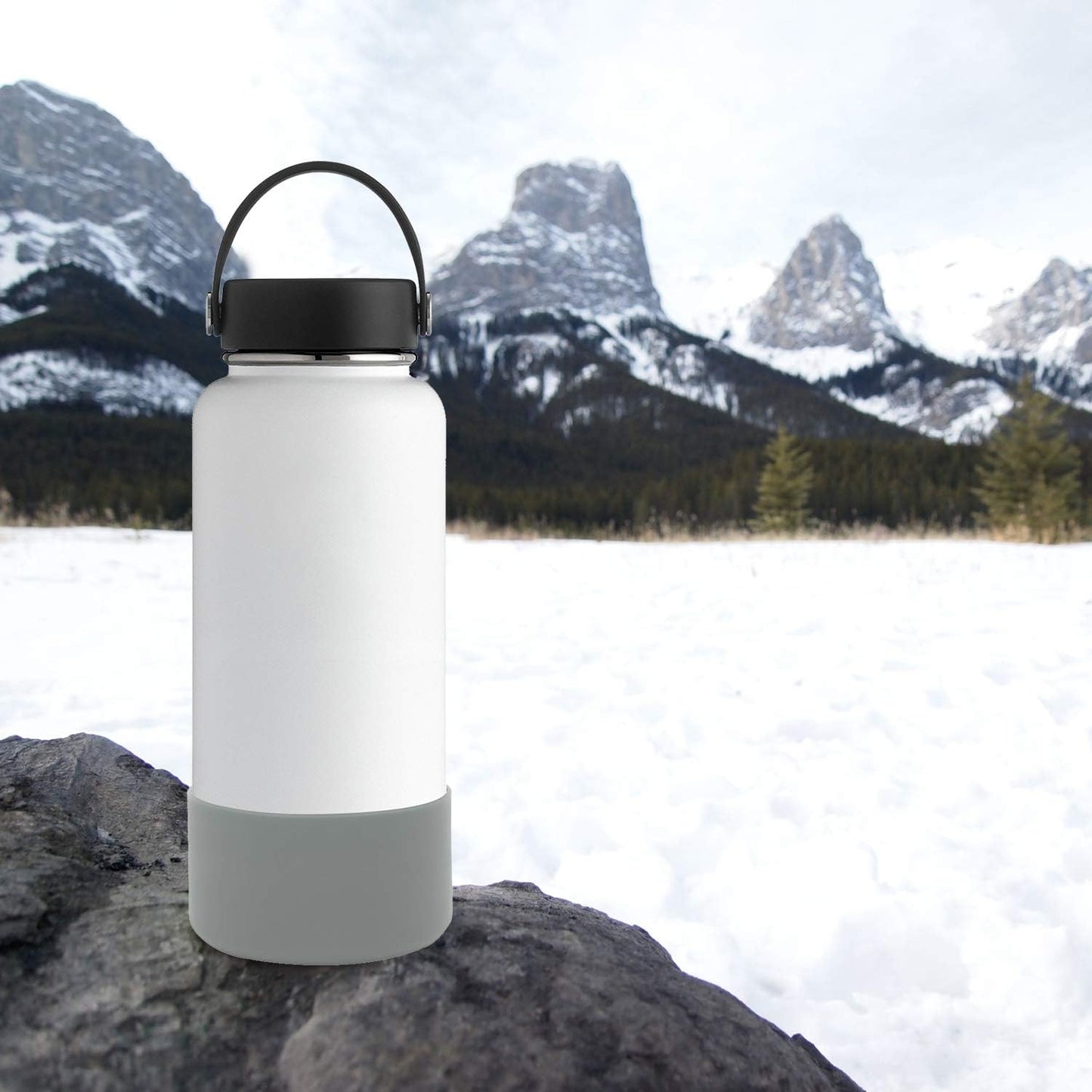 Flaskars Protective Silicone Boot for 12oz - 40 oz Hydroflask Water Bottles Anti-Slip Bottom Stanley Sleeve Cover Bumper (Black, Fits Hydroflask 32 and 40 OZ)