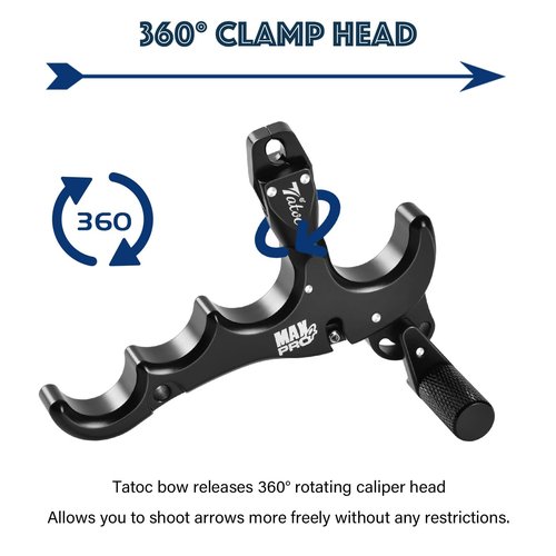 Tatoc Bow Release Thumb Archery 360° Rotatable Thumb Release for Compound Bow 4 Finger Release-Bow Trigger (Black)