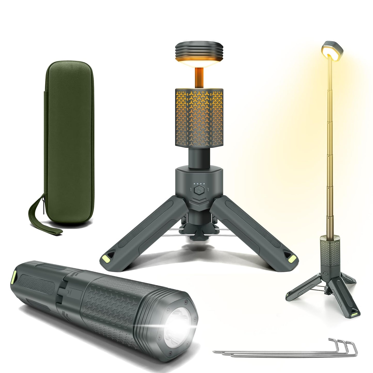 ISUNMEA Camping Lantern Telescopic, Portable Collapsible Magnetic Camping Lamp w/ 10500mAh, IPX7 Waterproof Rechargeable Flashlight, Foldable Camping Light for Hiking, Camping, Emergency, Fishing