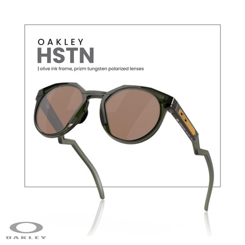 Oakley OO9242 HSTN 924203 52MM Olive Ink/Prizm Tungsten Round Sunglasses for Men + Bundle Accessory Leash Kit, Microfiber Pouch