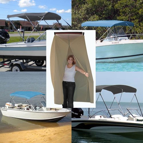 Privacy Tent for Boats - Float Boat Hanging Privacy Curtain Pull-Down Type Suitable for Bimini Top (Khaki)