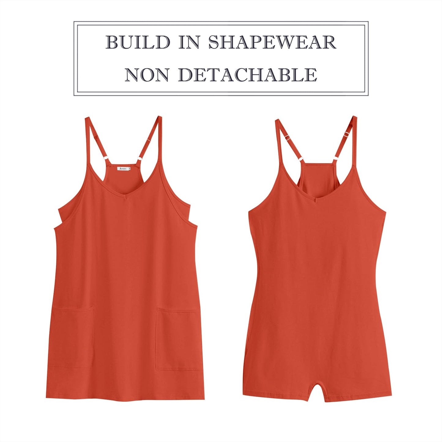 ANRABESS Women Athletic Dress Summer Tennis Workout Active Sports Mini Romper Dress Built in Shorts Travel Vacation Clothes Red XX-Large