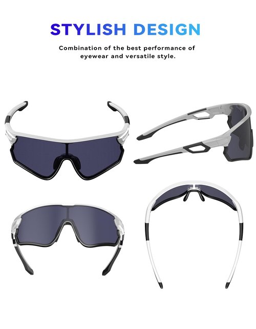 BEACOOL photochromic sunglasses sport (Black White - Photochromic Grey)