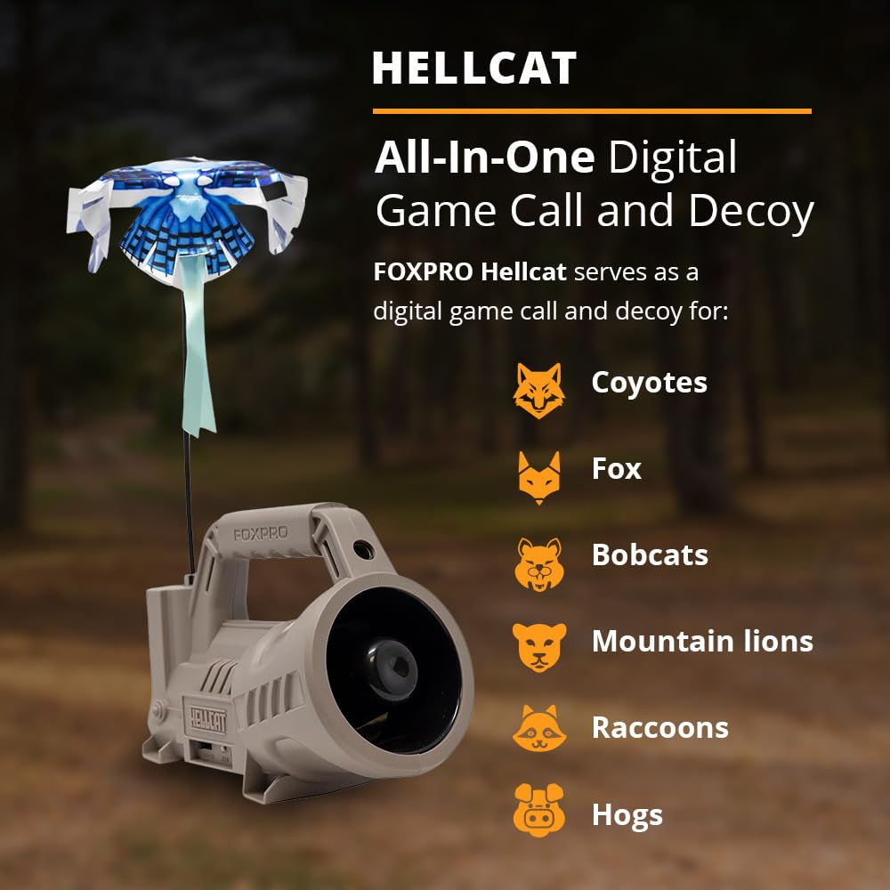FOXPRO Hellcat American Made Electronic Predator Call Remote Operated and Programmable Coyote, Fox, Crow, Hog Call for Hunting