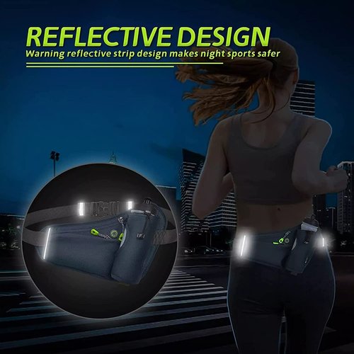Running Belt Hydration Waist Pack with Water Bottle Holder for Men&Women Outdoor Sports (Black)