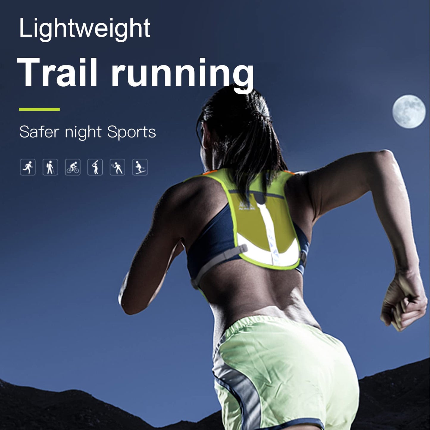 AONIJIE Ultralight Running Vest with Reflective Strip Breathable Hydration Backpack for Hiking Camping Marathon Cycling Race (Gray with 2*250ml Water Bottle)