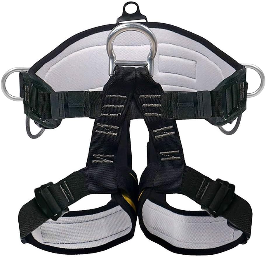 X XBEN Thicken Climbing Harness, Protect Waist Safety Harness Gear, Wider Half Body Harness for Roofing Fire Rescuing Rock Climbing Rappelling Tree Climb