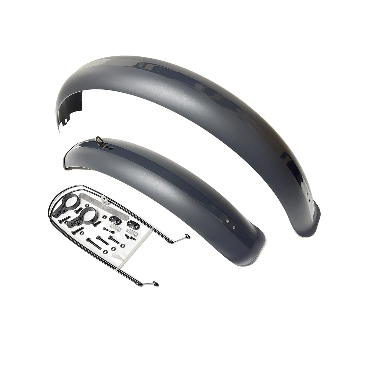 Fat Bike Fender Front and Rear Fender Set for Fat Tire Bike Wings Full Coverage Set for E-bike Mountain Bike (GREY, 26 INCH)