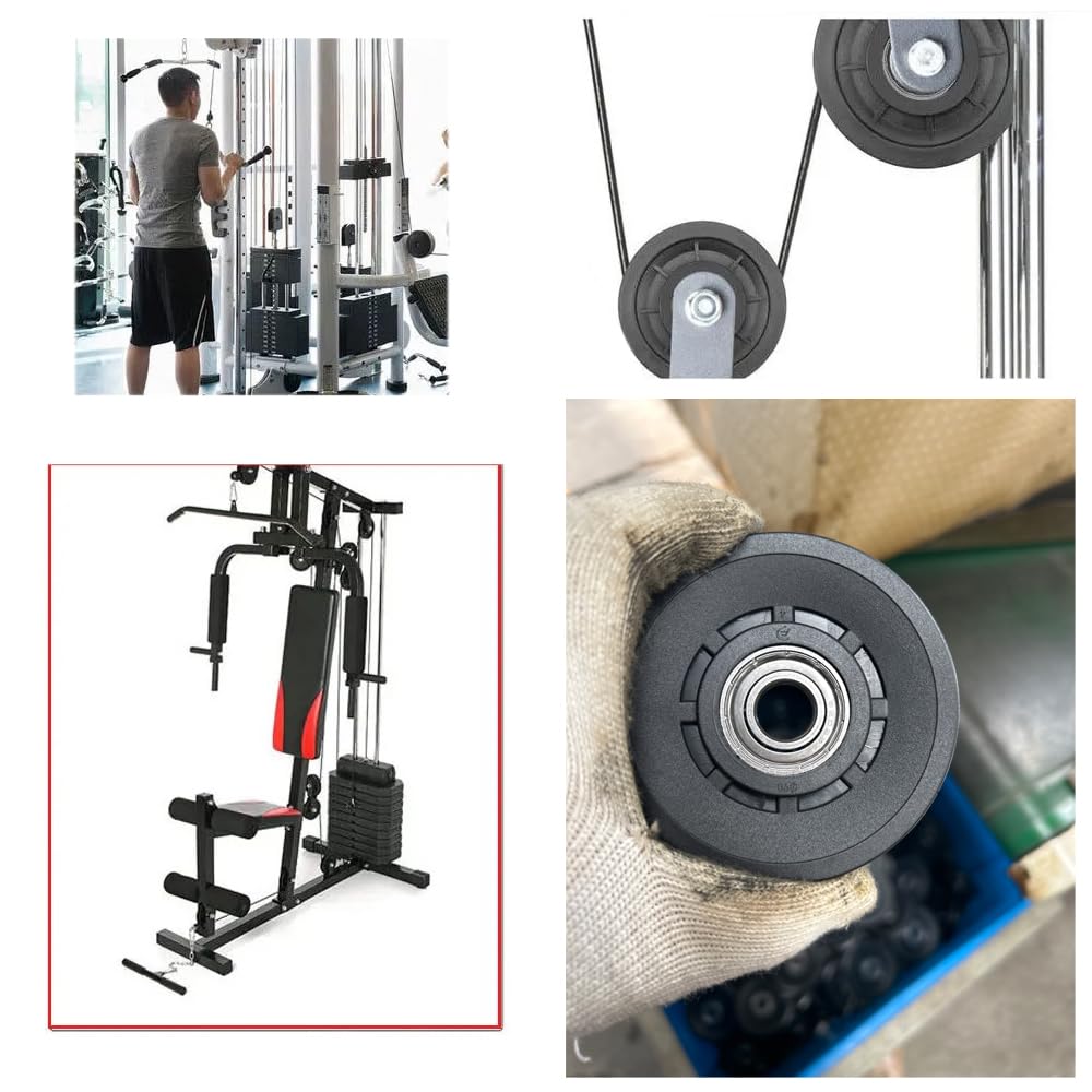 SquEqu 2 Pack Cable Pulley System Bearing Replacement Universal 70mm Wheel Roller for Fitness LAT and Lift Pull Down Cable Machine Attachments Exercise Gym Equipment Pulldown Biceps Curl Workout