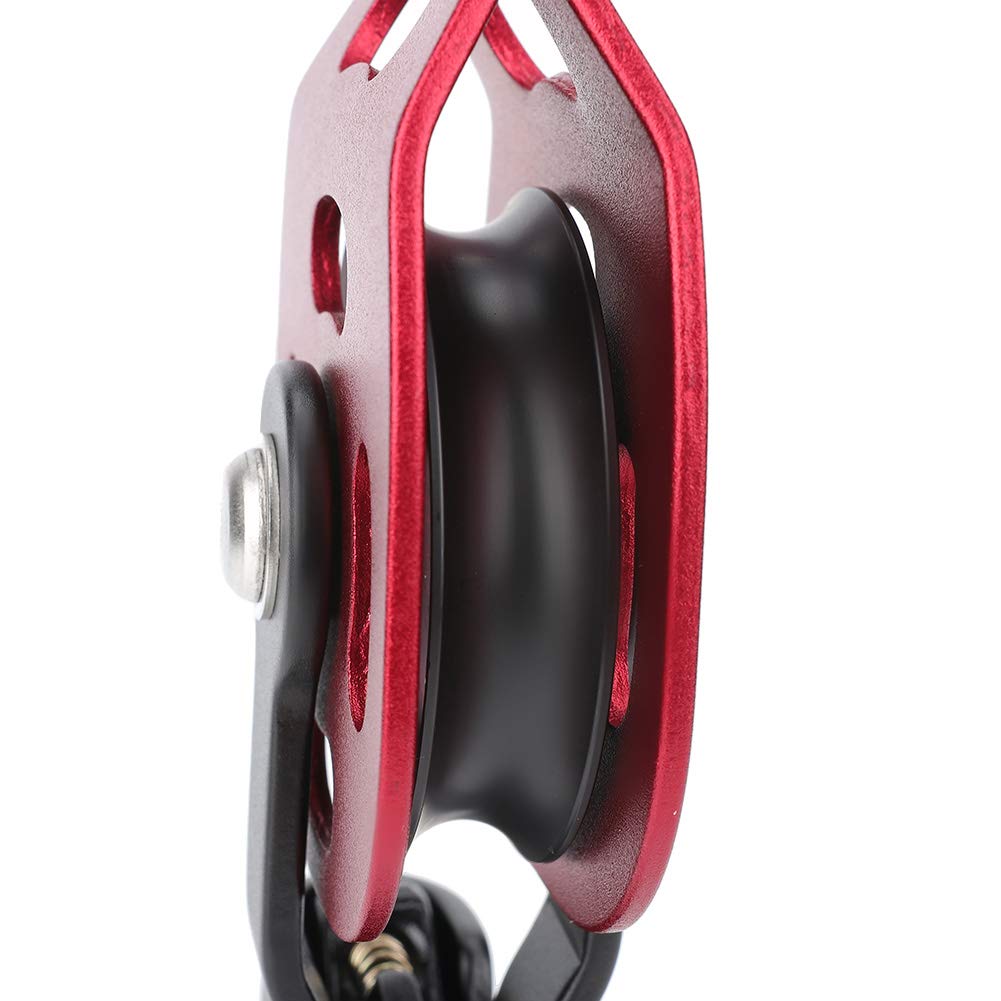 4kn Climbing Pulley, Aluminium Heavy Duty Single Swivel Rope Pulley Block Designed for 8-12mm Climbing Rope, Ideal for Rope Climbing and Pulley Systems