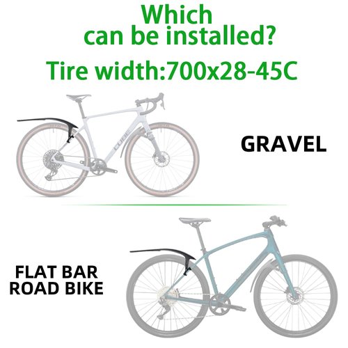 RBRL Bike Fender, Quick Release Bike fenders for Gravel and Road Bike, Adjustable Bicycle Fenders 28'', Full Cover Thicken & Widen, Rear Mud Guard for Tire Width: 28-45mm（Rear）