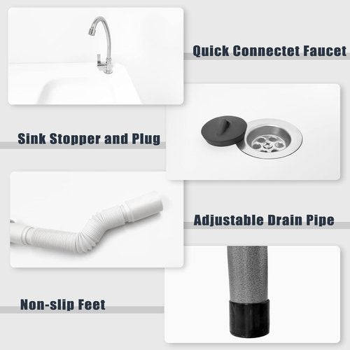 CAMP SOLUTIONS Fish Cleaning Table with Sink and Faucet, Portable Folding Camping Sink Table, Heavy Duty Fillet Table with Hose Hook Up, for Dock Beach Patio Picnic…