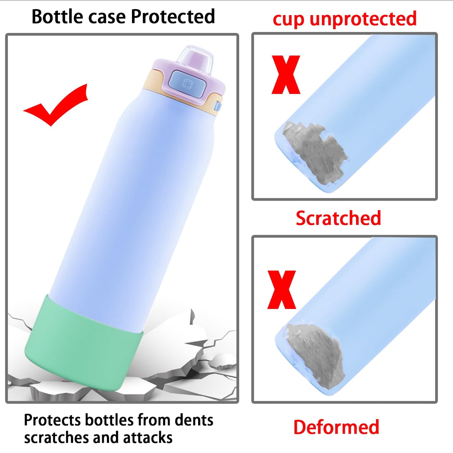 2 PCS Ello Pop Water Bottle Boot, Silicone Bottom for 22 OZ Stainless Steel Water Bottle, Accessories to Avoid Scratches and Noise (Green, 22oz)