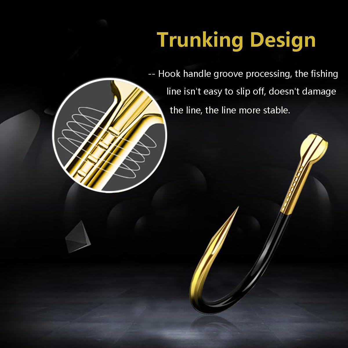 AMHDV Small Barbless Fishing Hook with Line, Tiny Fish Hooks and Leader (Pack of 20) (Black Gold, 20# (0-0.44lb))