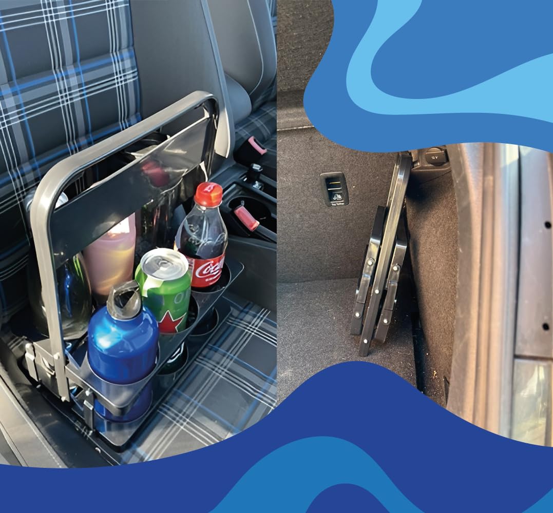 6 Drink Carrier with Handle – Lightweight Cup Caddy for Work, Travel and to-Go Drinks – Collapsible Design (2 Pack, Blue)